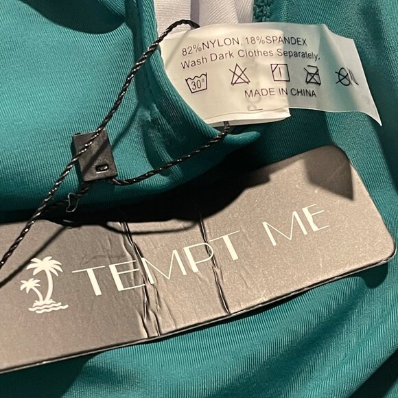 Tempt Me 1 Piece Swimsuit V Neck Cross-Back Straps Tummy Control  Womens XL Gree - Picture 5 of 7